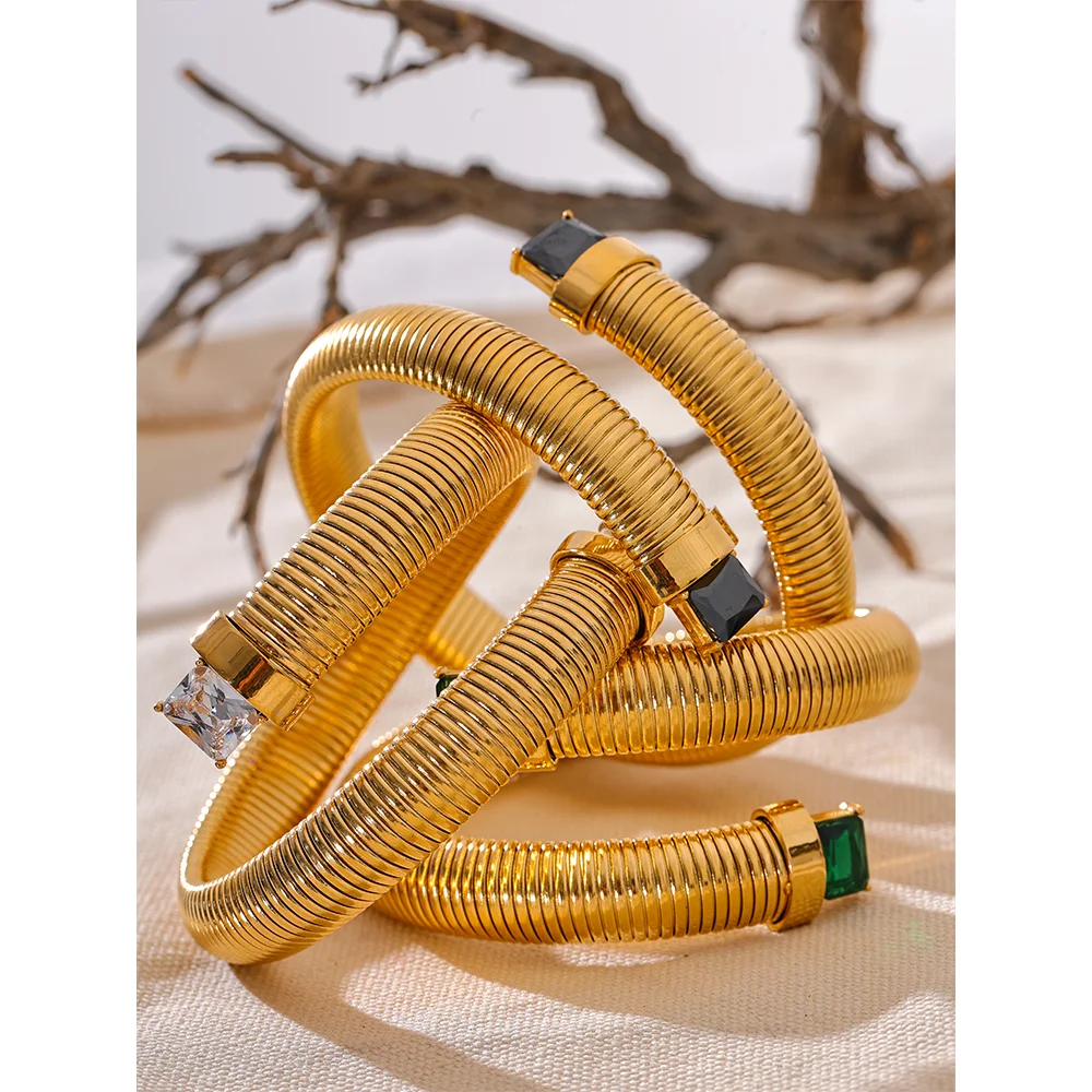 Colorful Zirconia Statement Cuff | White, Green & Black