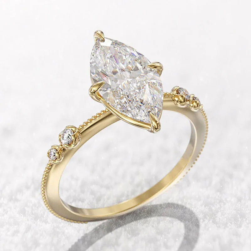 Marquise Cubic Zirconia Geometric Ring