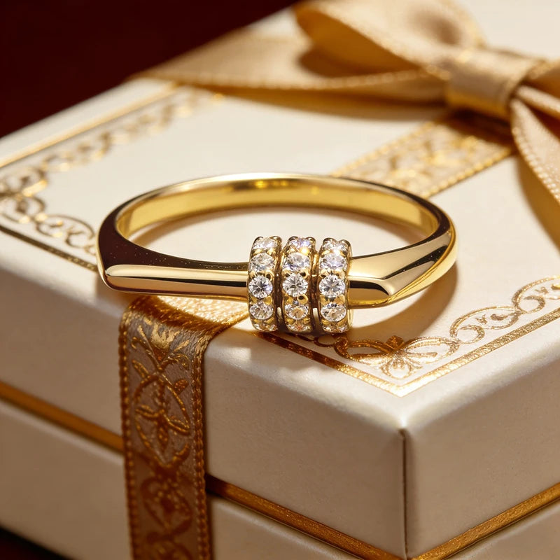 Multi-Row Geometric Cubic Zirconia Ring