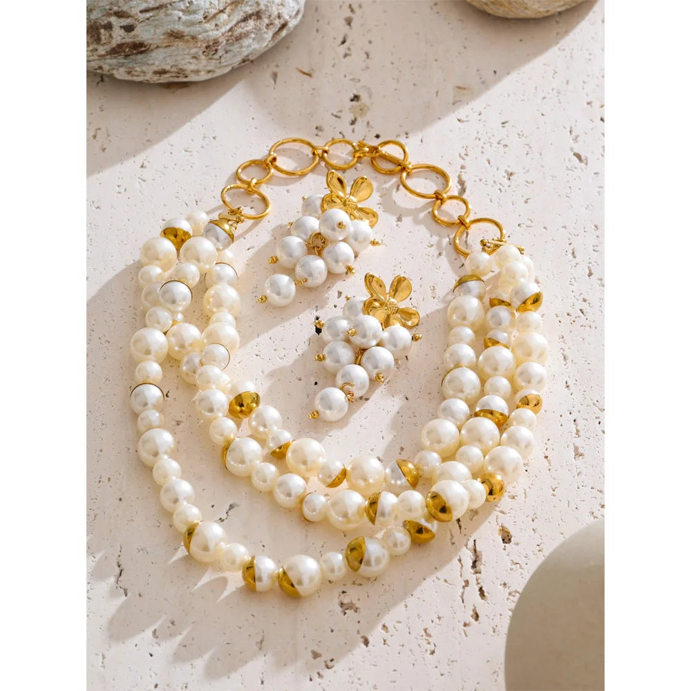 Layered Pearl-Accent Necklace or Earrings | Choose Your Design