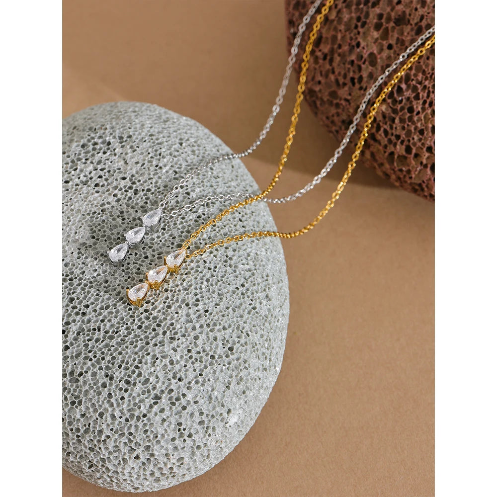 Teardrop Cubic Zirconia Necklace | Gold & Silver-Tone