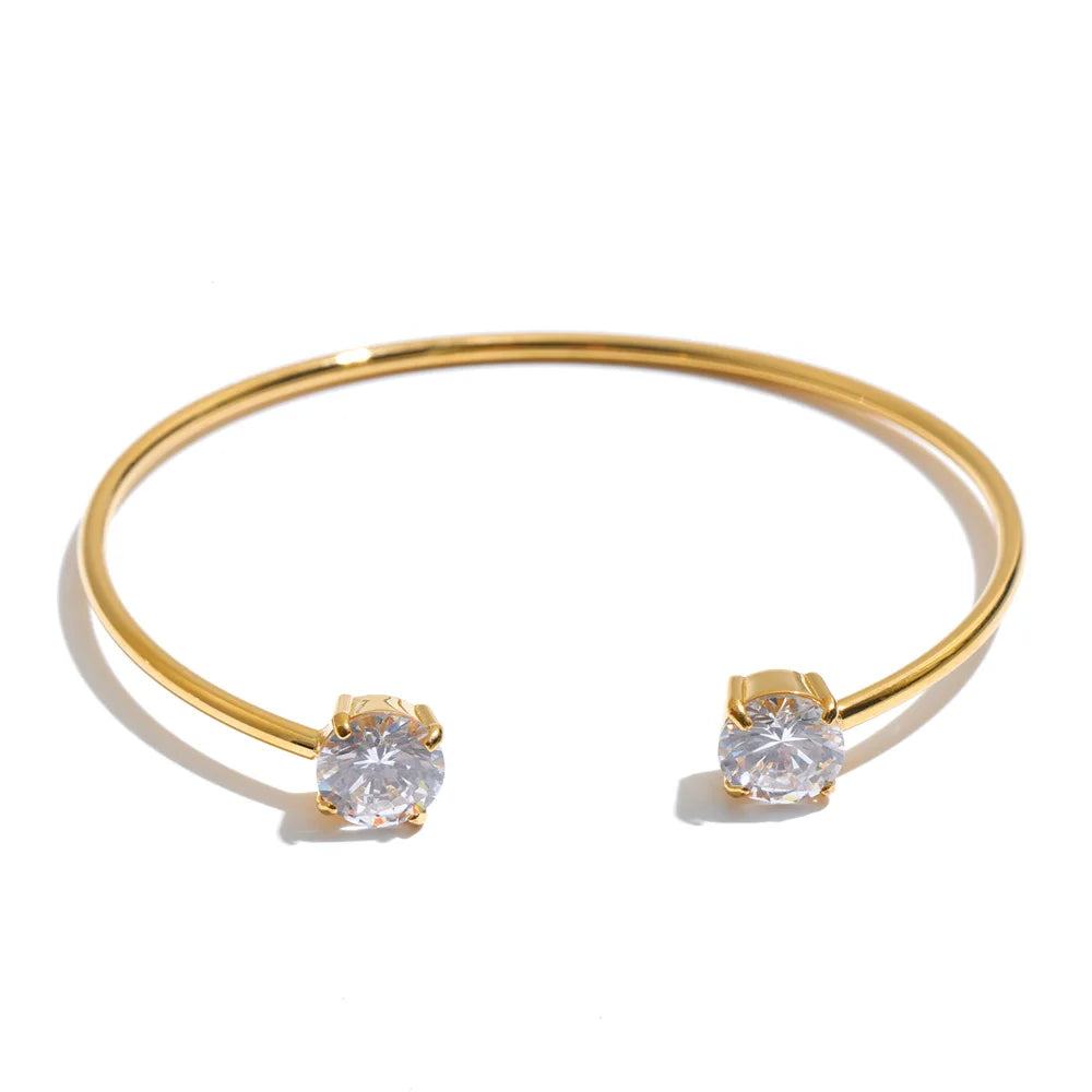 Heart & Square Zirconia Cuff Bracelet | Choice of Designs