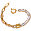 Zirconia Lock Chain Bracelet | Gold-Tone