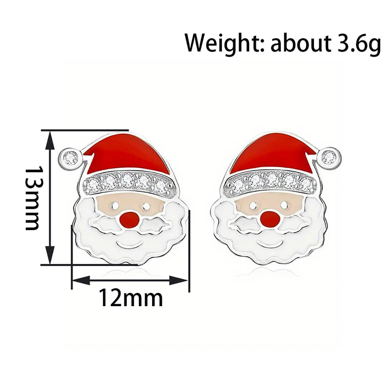 Santa Claus Red Enamel Stud Earrings