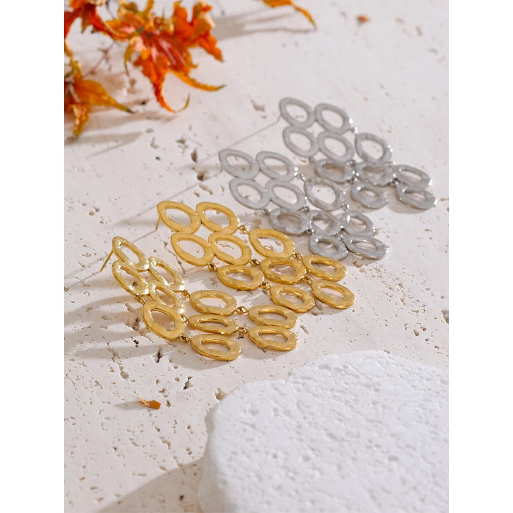 Sculptural Drop Dangle Earrings | Gold & Silver-Tone