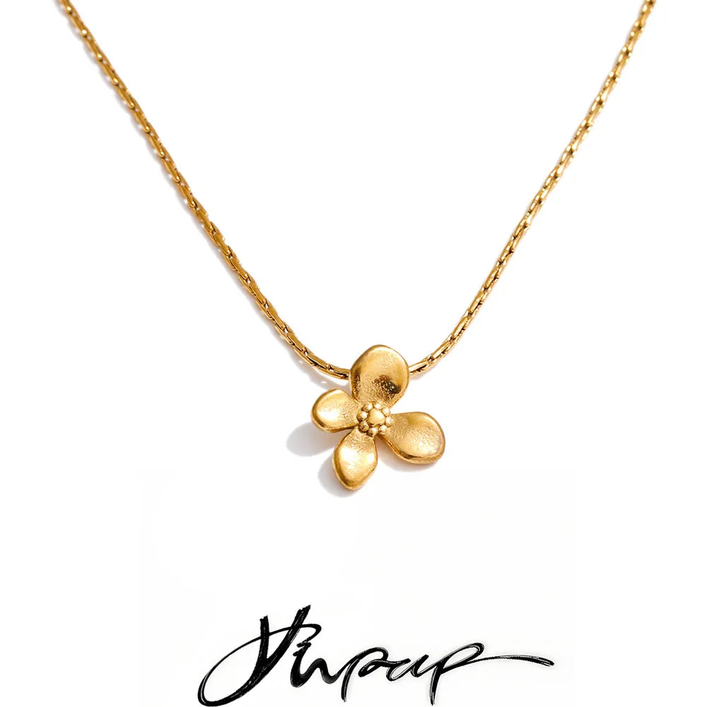 Petite Flower Pendant Necklace | Gold & Silver-Tone