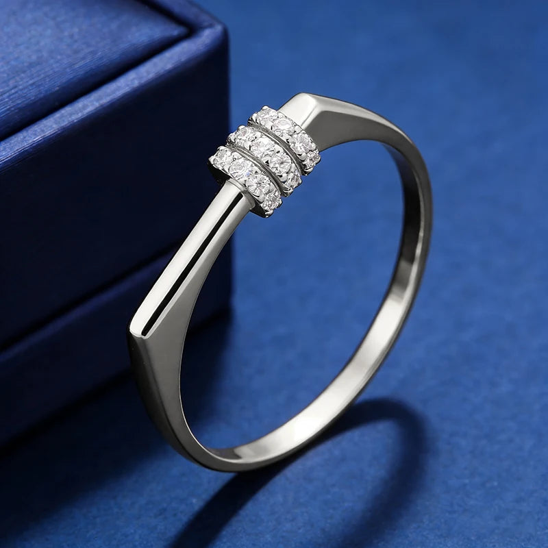 Multi-Row Geometric Cubic Zirconia Ring