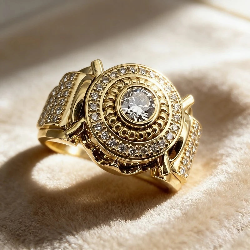 Round Halo Cubic Zirconia Statement Ring