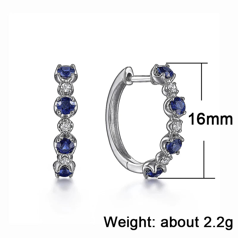 Blue & White Cubic Zirconia Hoop Earrings