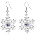 Purple Zirconia Snowflake Dangle Earrings