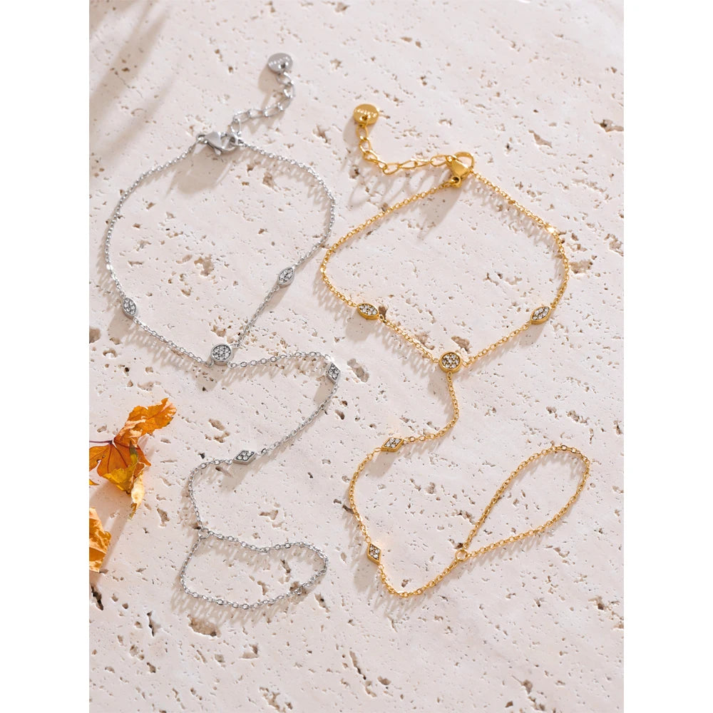 Cubic Zirconia Hand Chain Bracelet | Gold & Silver-Tone