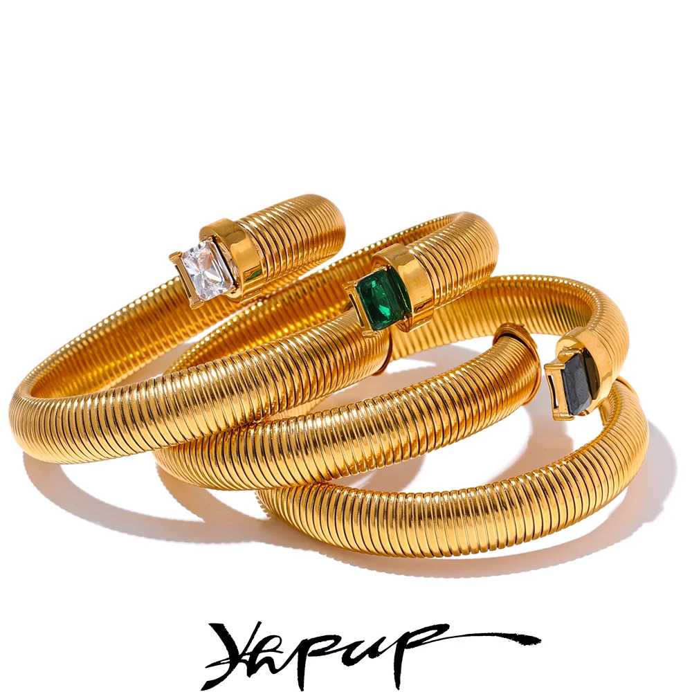 Colorful Zirconia Statement Cuff | White, Green & Black