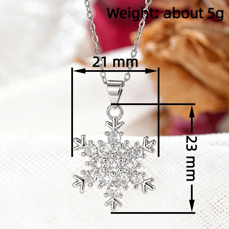 Sparkling Snowflake Christmas Pendant Necklace