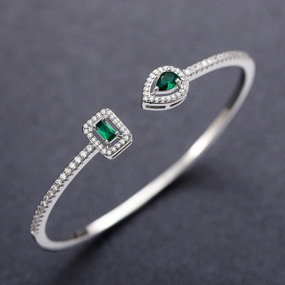 Cubic Zirconia Cuff Bangle | Gold & Silver-Tone