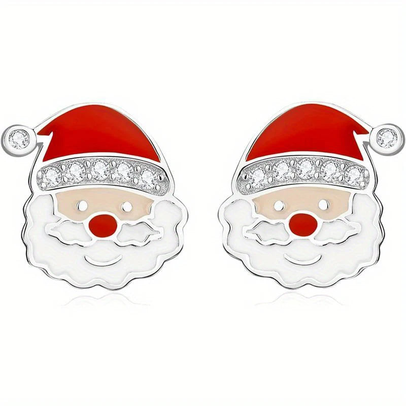 Santa Claus Red Enamel Stud Earrings