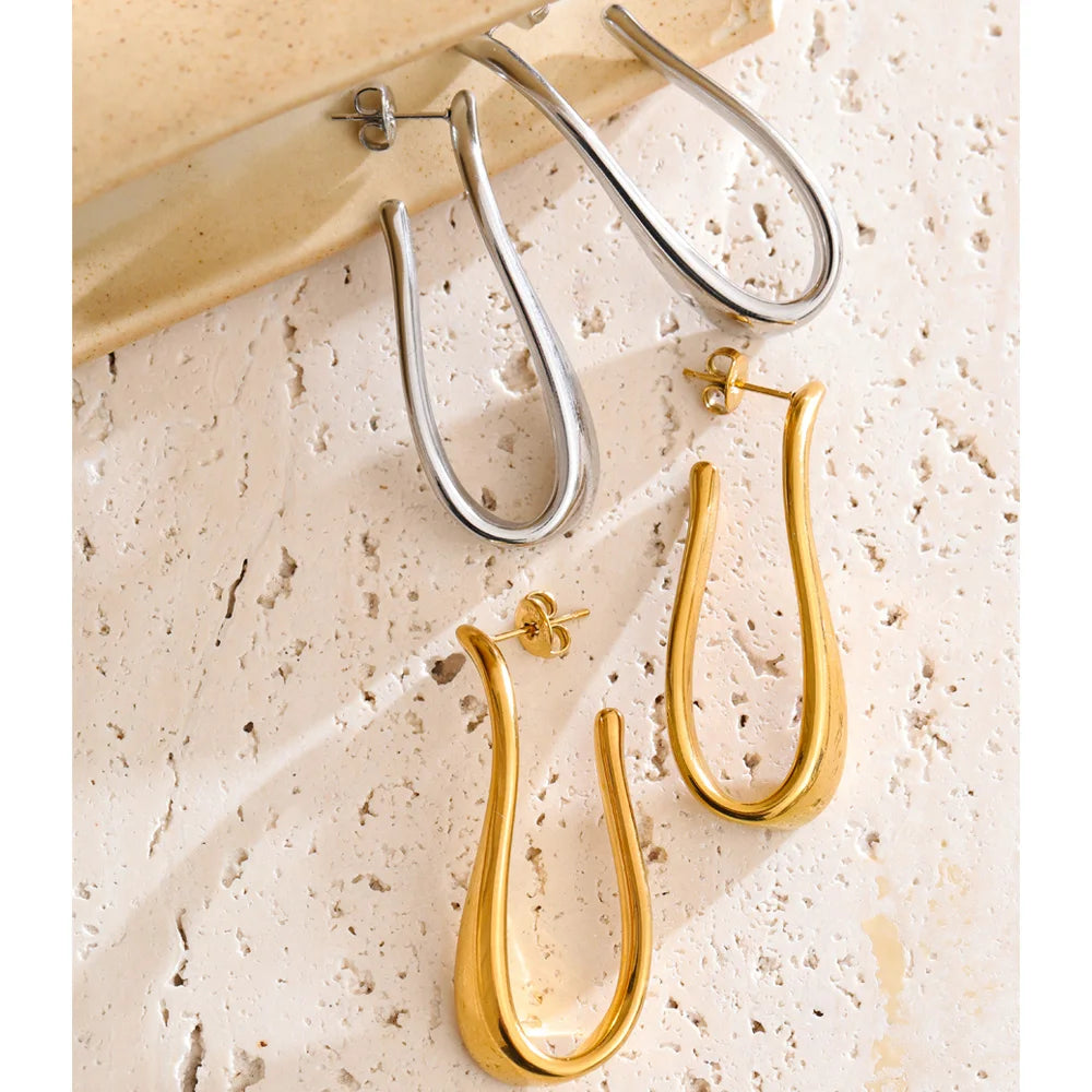 Chunky Geometric Huggie Earrings | Gold & Silver-Tone