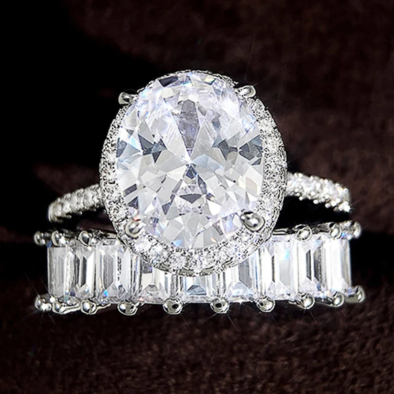Double Stackable Cubic Zirconia Ring Set
