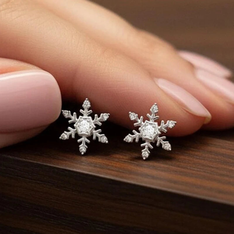 Crystal Snowflake Stud Earrings