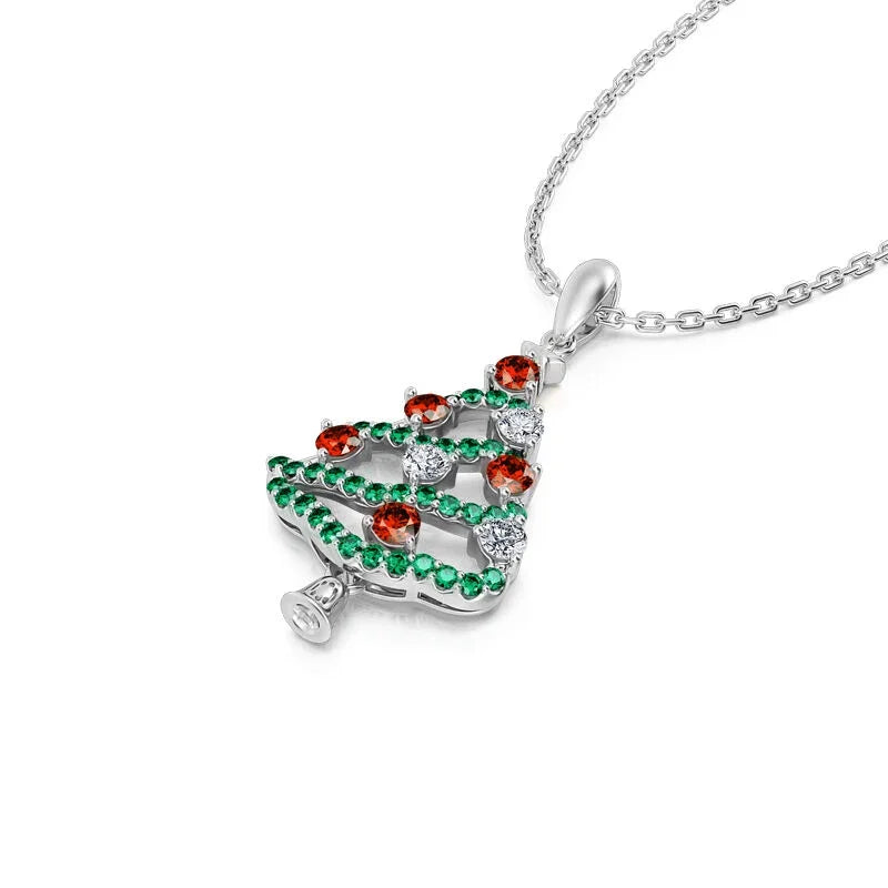 Christmas Tree Cubic Zirconia Pendant Necklace