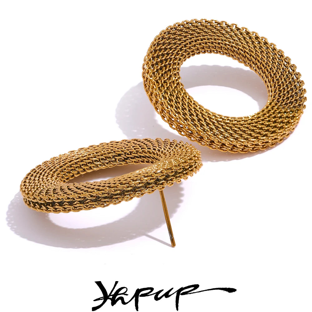 Oversized Hollow Circle Statement Earrings | Gold-Tone