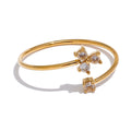 Delicate Flower CZ Adjustable Ring | Gold-Tone