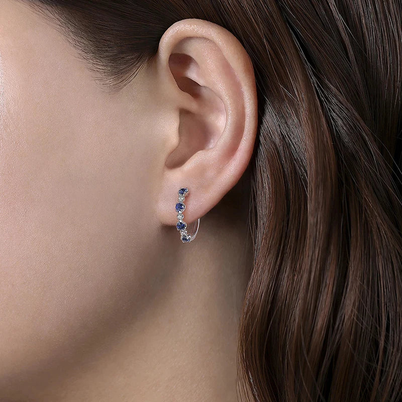 Blue & White Cubic Zirconia Hoop Earrings
