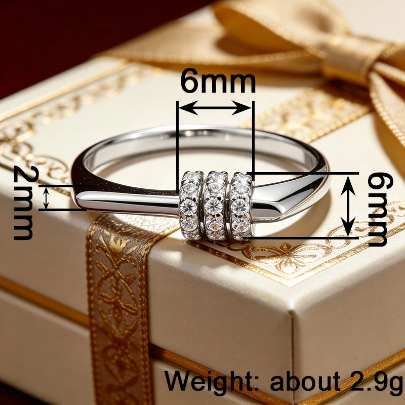 Multi-Row Geometric Cubic Zirconia Ring