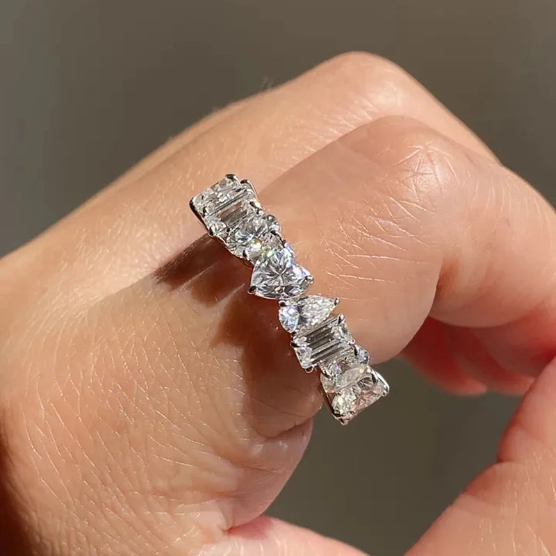 Geometric Cubic Zirconia Statement Ring