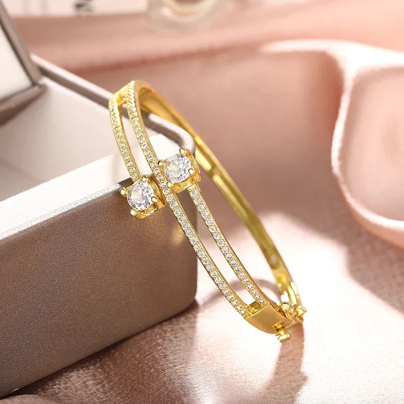 Triple-Layer Zirconia Statement Bangle
