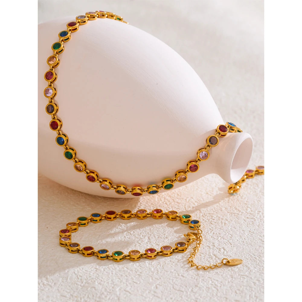 Colorful Zirconia Necklace or Bracelet | Select Your Piece