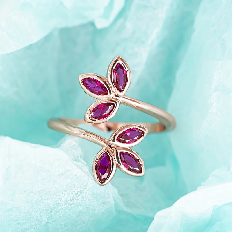 Rose Gold-Tone Floral Adjustable Ring