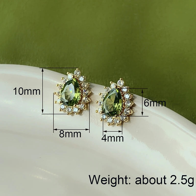 Pear-Cut Cubic Zirconia Stud Earrings | Gold-Tone