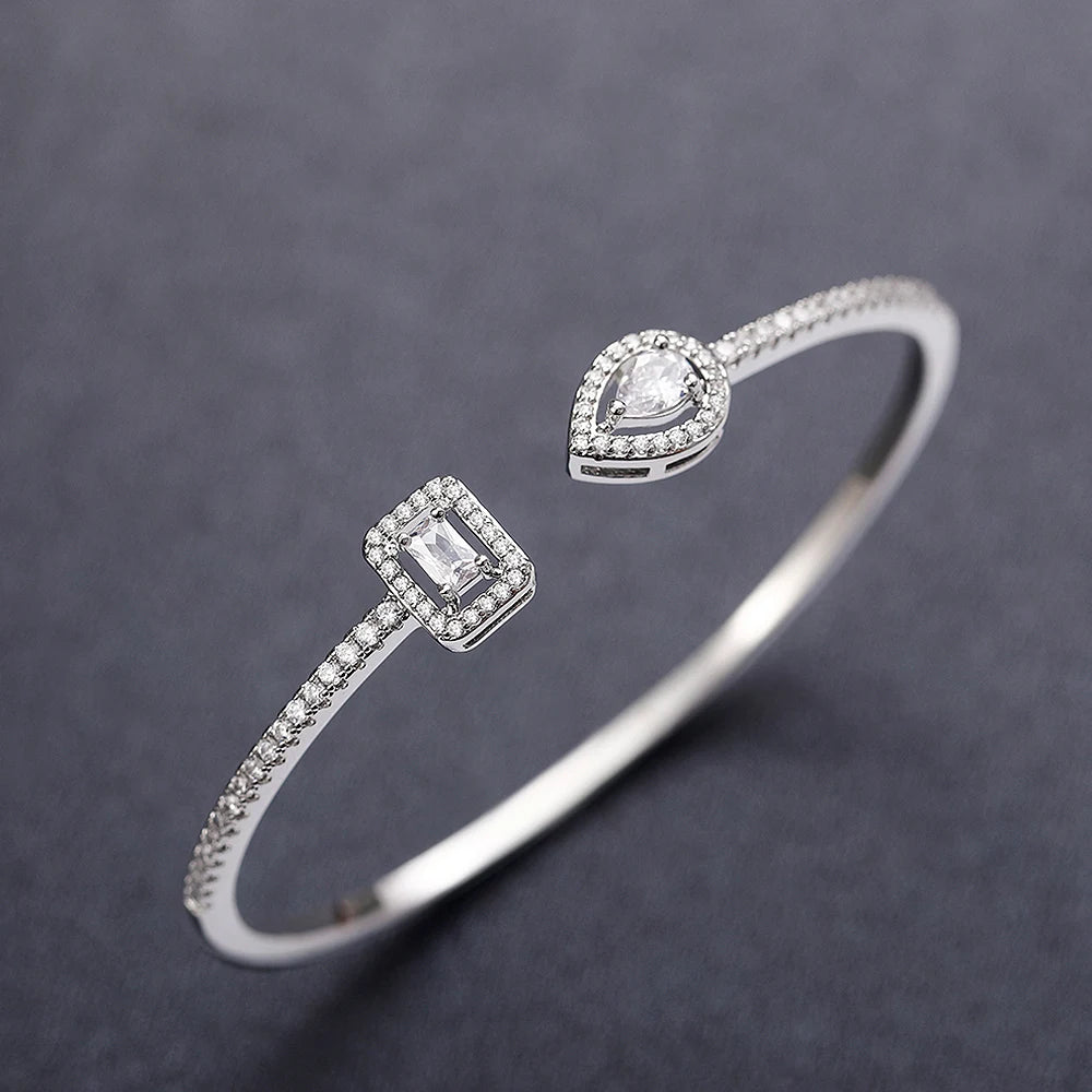 Cubic Zirconia Cuff Bangle | Gold & Silver-Tone