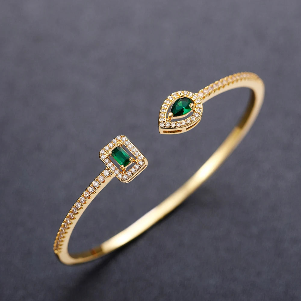 Cubic Zirconia Cuff Bangle | Gold & Silver-Tone