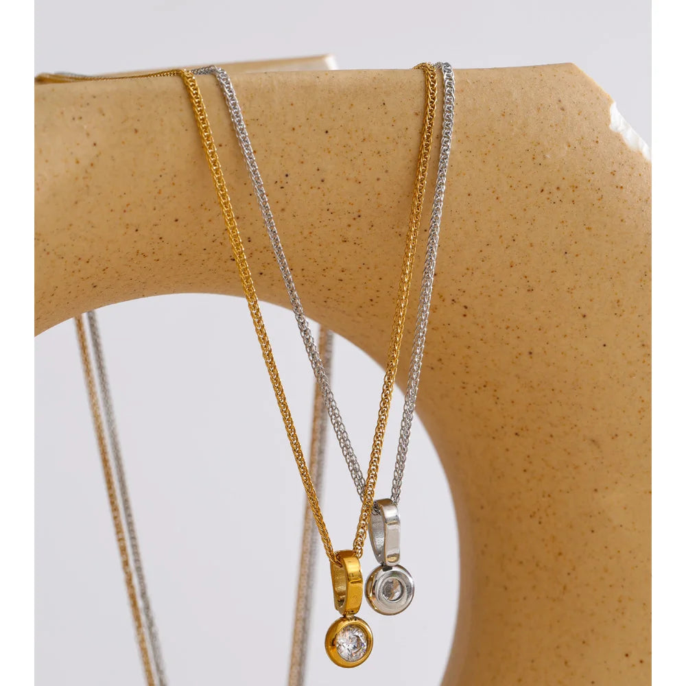 Petite CZ Pendant Necklace | Gold & Silver-Tone
