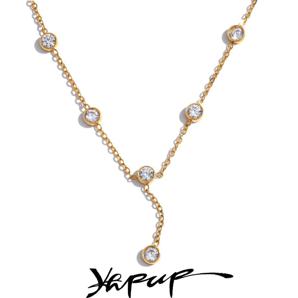 Delicate Zirconia Chain Necklace | Gold & Silver-Tone