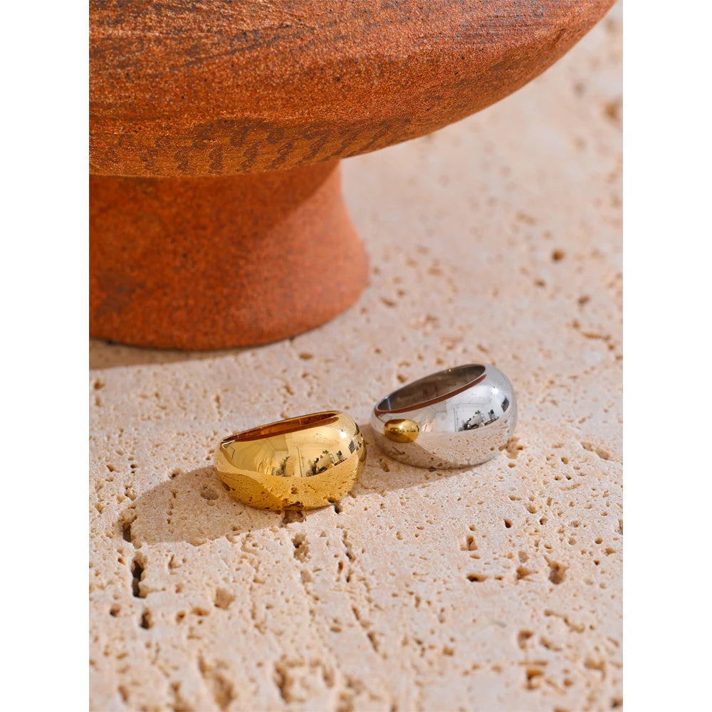 Sculpted Chunky Minimalist Ring | Gold & Silver-Tone