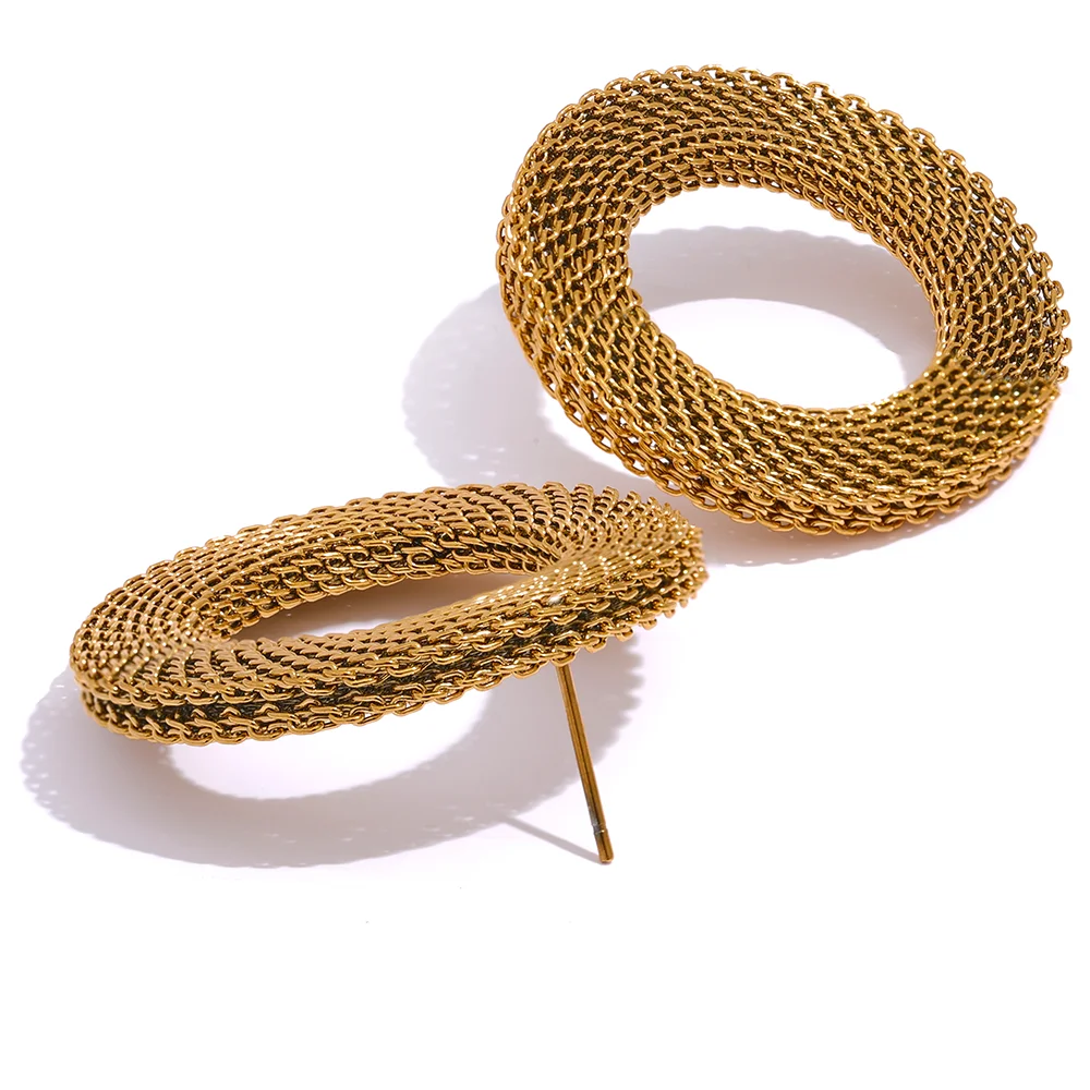 Oversized Hollow Circle Statement Earrings | Gold-Tone