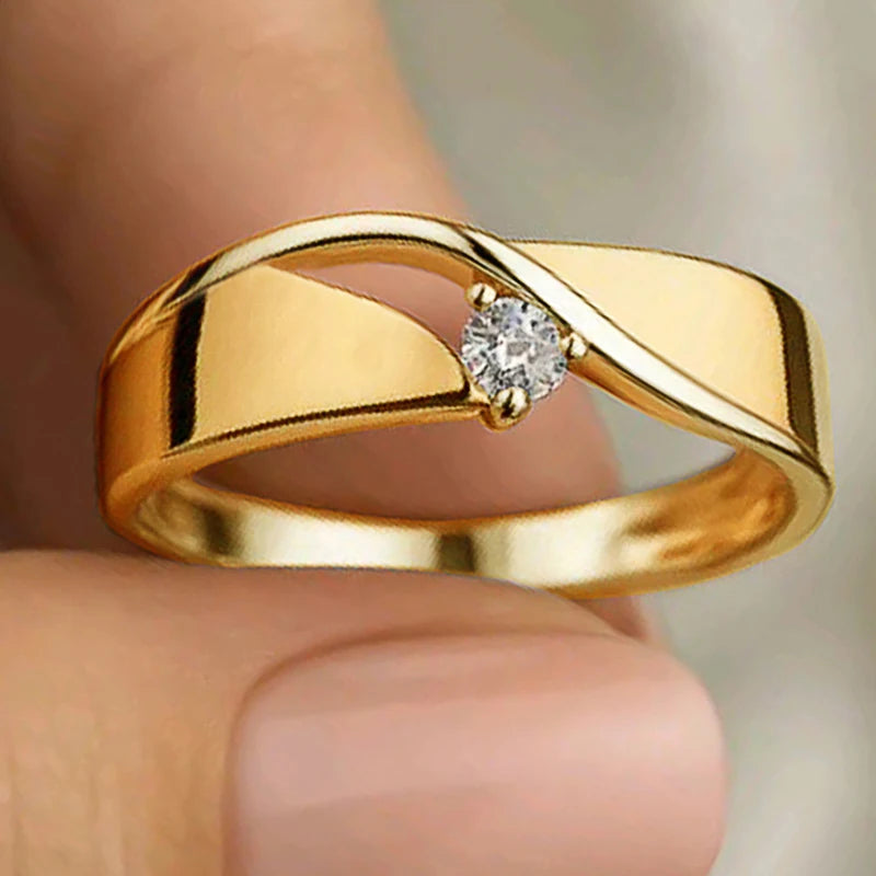 Twisted Band Cubic Zirconia Ring
