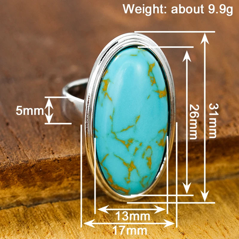 Turquoise-Design Statement Ring | Silver-Tone