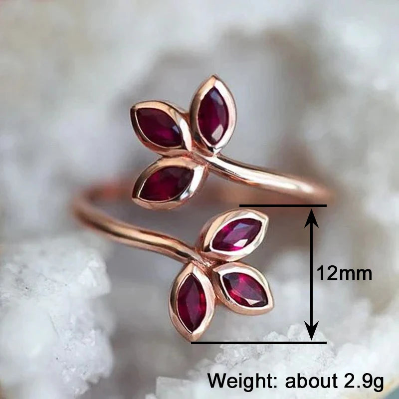 Rose Gold-Tone Floral Adjustable Ring