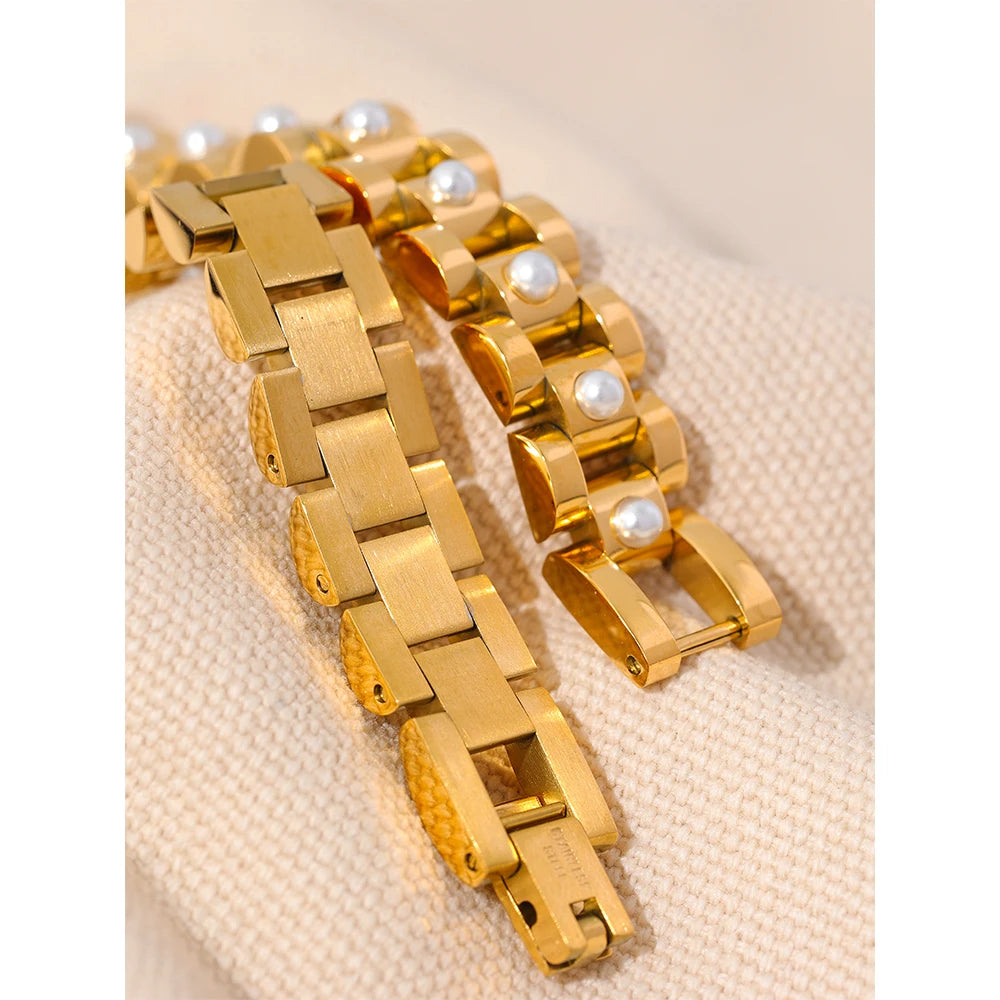 Pearl-Accent Cuban Chain Bracelet | Choice of Designs