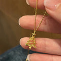 Gold-Tone Christmas Tree Pendant Necklace