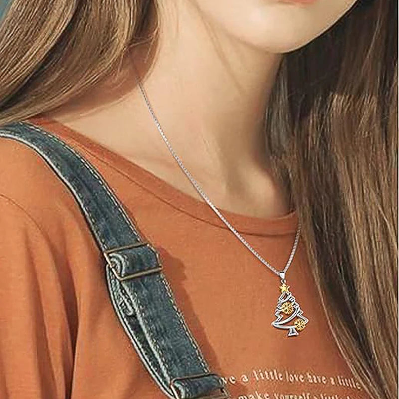 Two-Tone Christmas Tree Pendant Necklace | Festive Collection