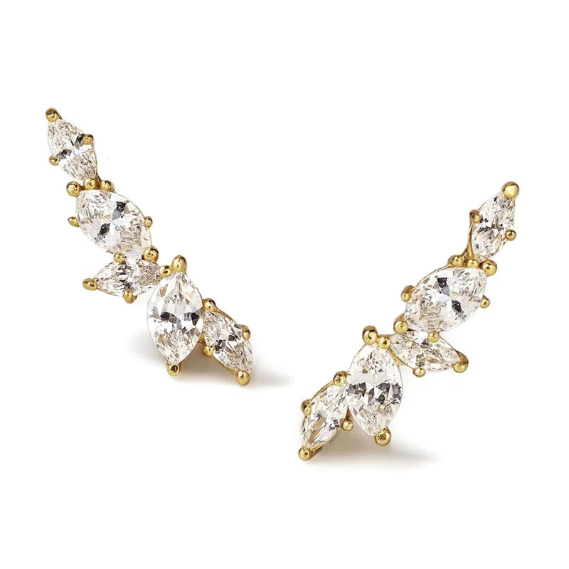 Crystal Leaf Stud Earrings