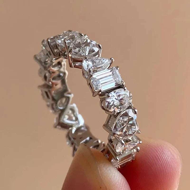 Geometric Cubic Zirconia Statement Ring