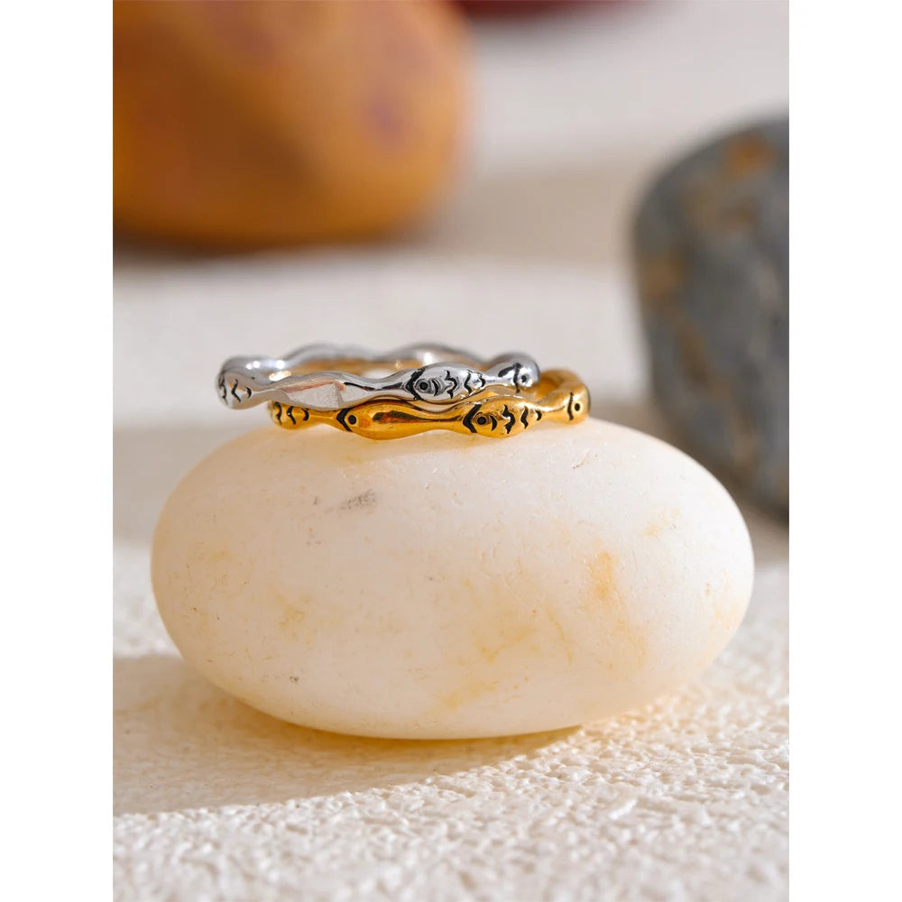 Minimalist Fish Ring | Gold & Silver-Tone