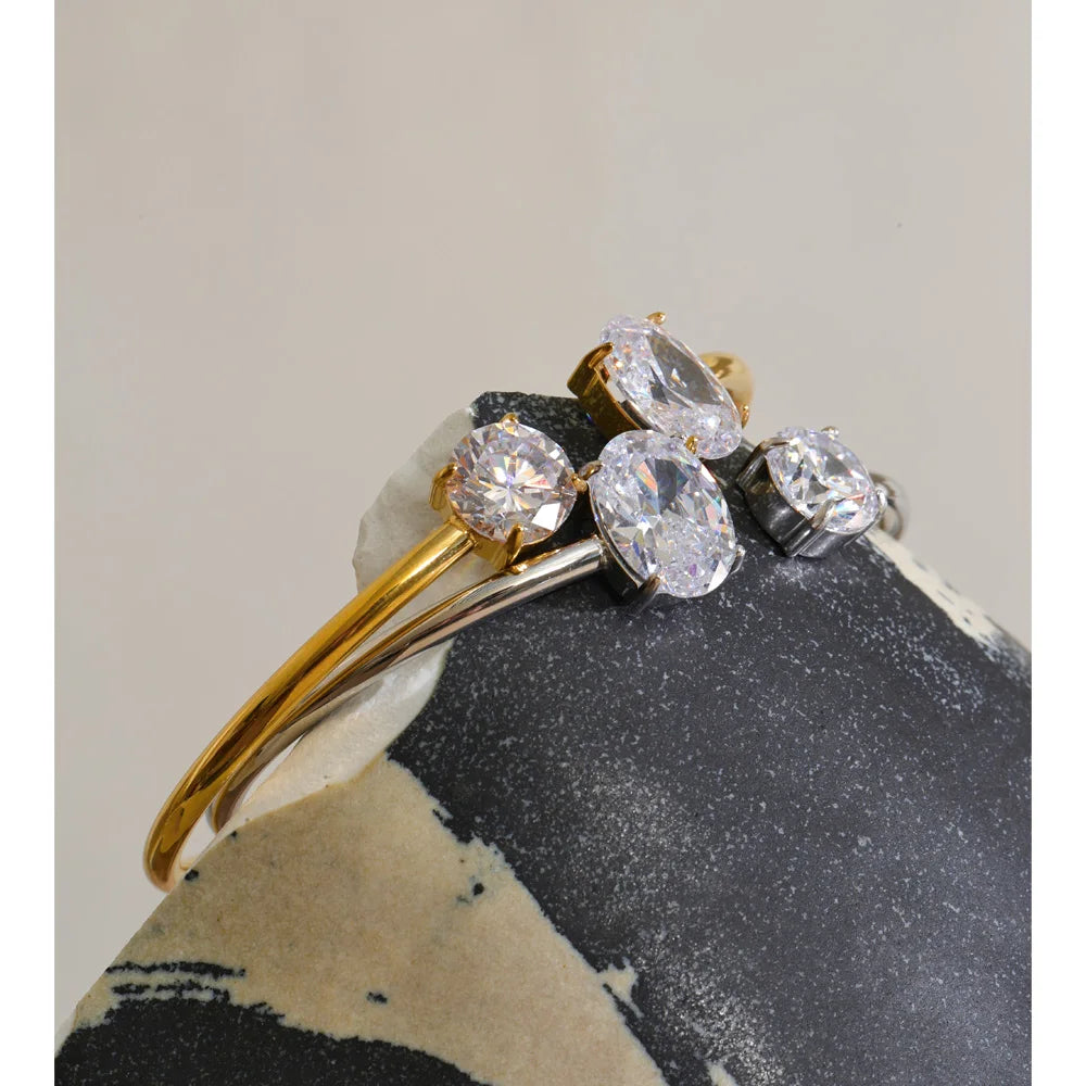 Heart & Square Zirconia Cuff Bracelet | Choice of Designs