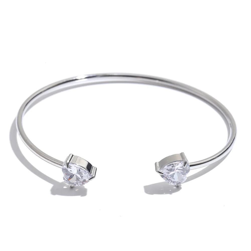 Heart & Square Zirconia Cuff Bracelet | Choice of Designs