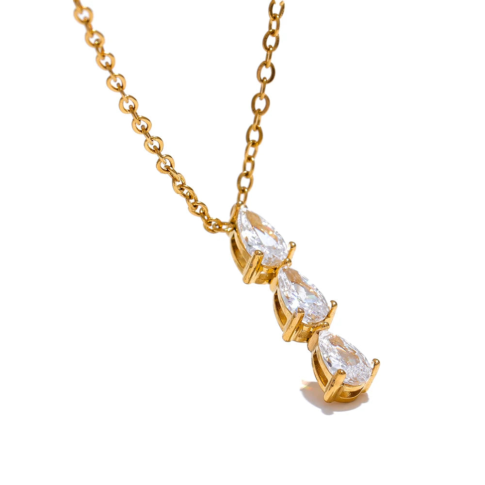 Teardrop Cubic Zirconia Necklace | Gold & Silver-Tone
